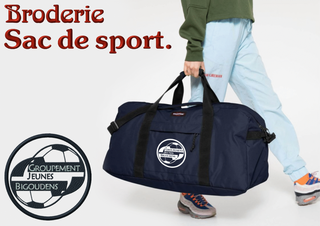 Broderie sur sac de sport