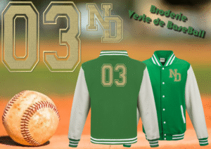 Broderie sur veste de baseball.