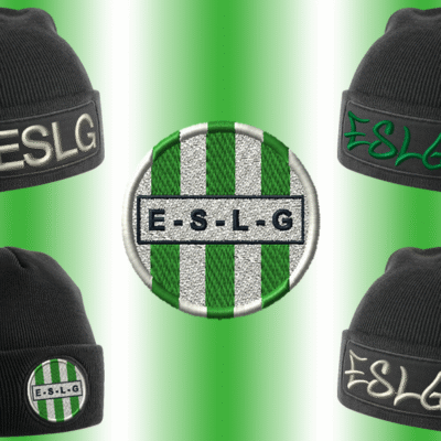 Broderie sur bonnets.